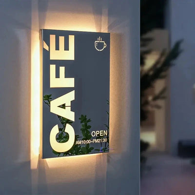 Brushed Metal Backlit Sign, Laser Cut LED Light Box Sign, Rectangle Custom Illuminated Wall logo Sign