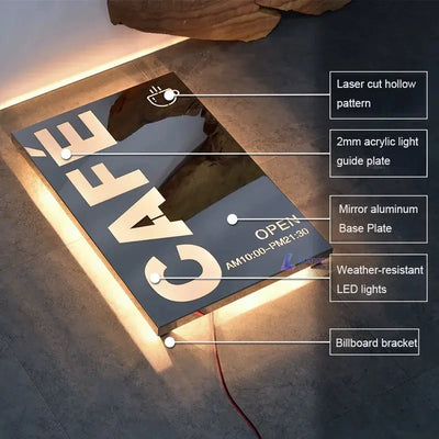 Metal Backlit Sign, Laser Cut LED Light Box Sign, Gold Custom Illuminated Wall logo Sign For Business