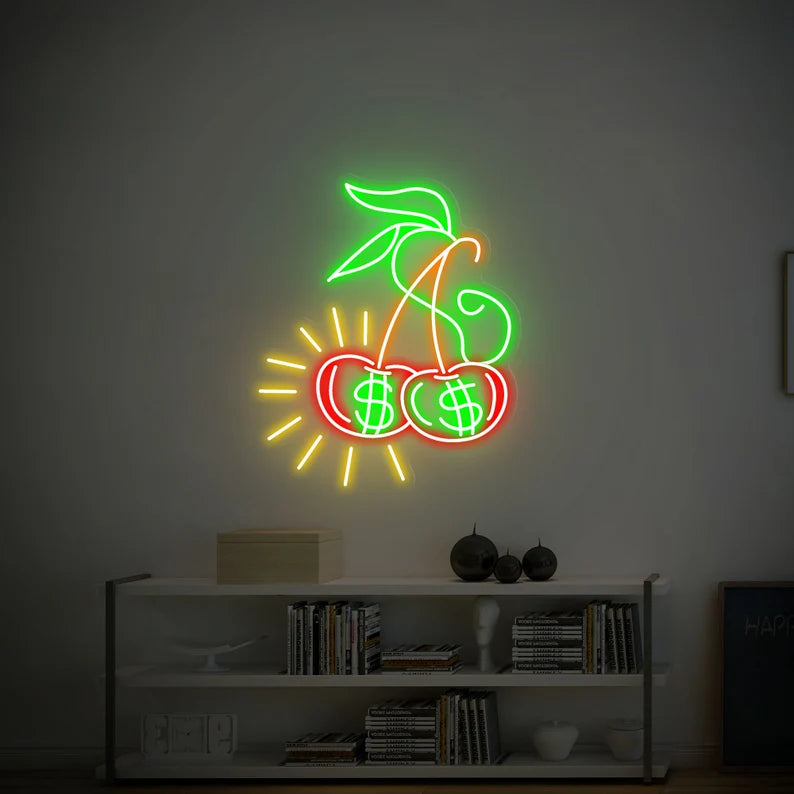 Cherry Neon Sign, Cherry Led Sign, Fruits Neon Sign Kitchen, Cherry Decor, Cherry Art Sign, Cherry Wall Decor