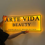 Acrylic Round Sign, Neon Acrylic Sign, Light up Sign, Backlit Business Sign, Spa Wall Decor, LED Round Hanging Shop Sign, Neon Logo Sign