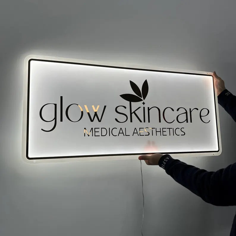 Acrylic Round Sign , Led Logo Sign, Wall 3D Logo Signs, Neon Beauty Business Logo Design, Shop Backlit Signage