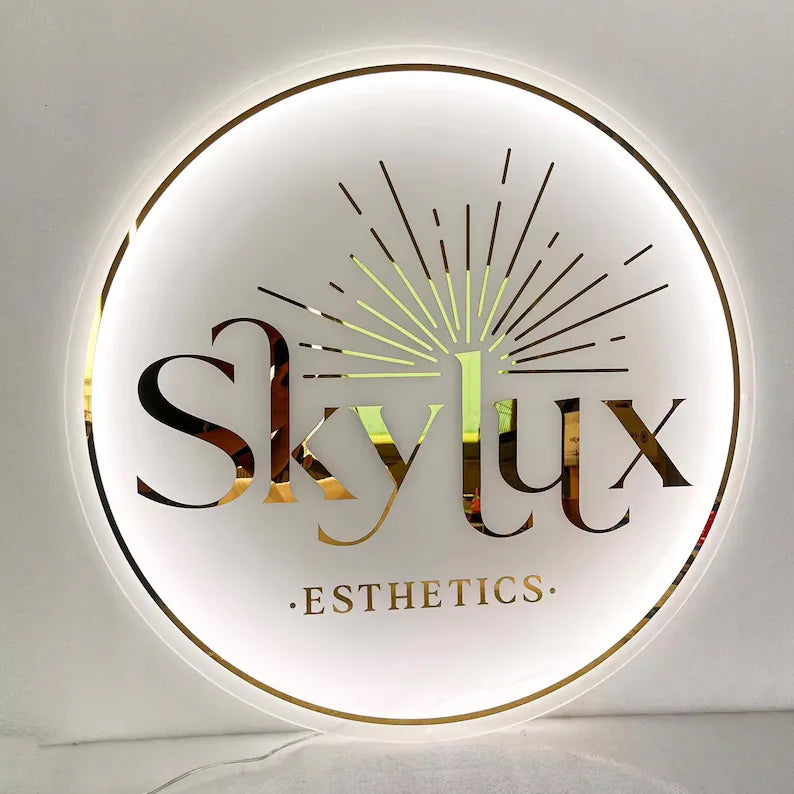 Custom Backlit Acrylic Sign | Acrylic Logo Sign | LED Business Sign | Salon Decor Sign | Backlit Logo Sign |Custom shape LED Logo Sign