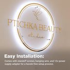 Backlit Acrylic Sign LED Acrylic Business Sign Custom Round Sign Business Logo Sign Beauty Nail Studio