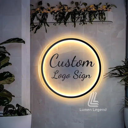 Transparent Acrylic Silver Sign with Neon Backlight