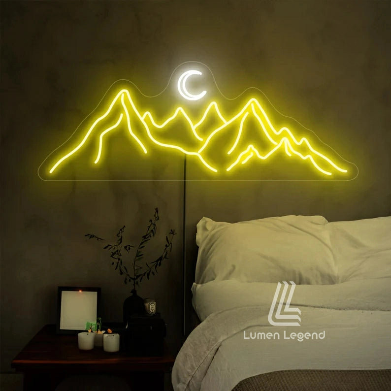 Mountain Neon Sign, Mountain with Sunset Led Sign