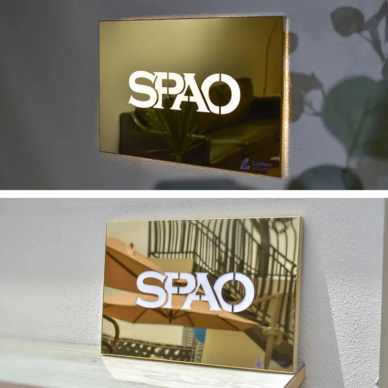 Gold Metal Backlit Sign - Custom Logo Light Box For Business