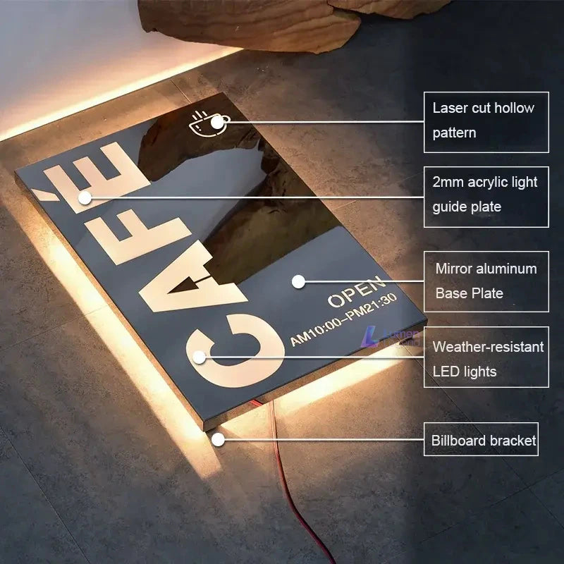 Metal Backlit Sign, Laser Cut LED Light Box Sign, Gold Custom Illuminated Wall logo Sign For Business