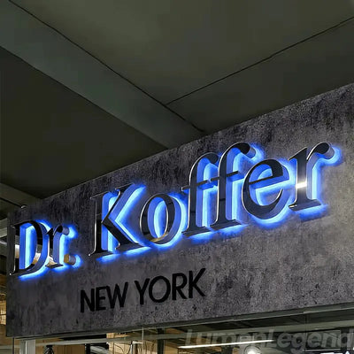 Storefront 3D Backlit Channel Letter Signs With Ice Blue Backlighting