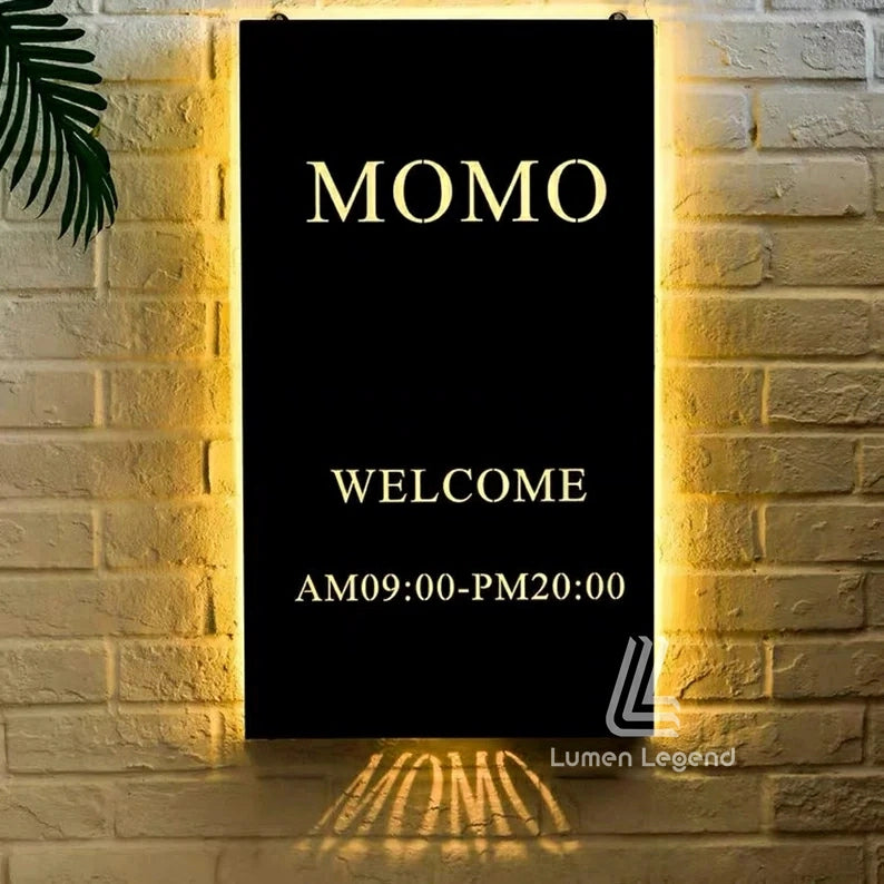 LED Store Sign Backlit Metal Room Number Light Box