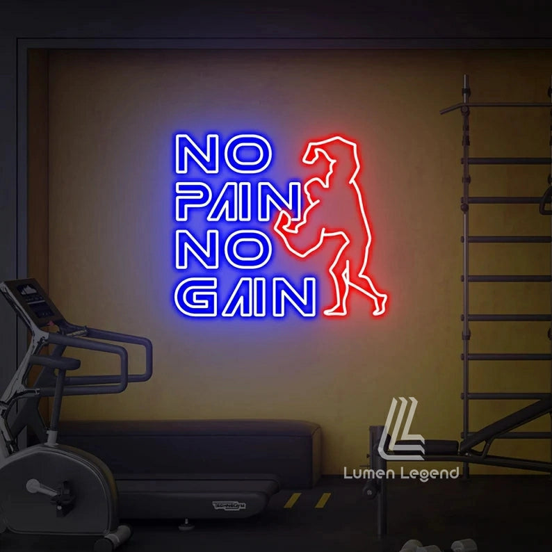 No Pain, No Gain - LED Neon Sign, Vibe Neon Sign, No Pain No Gain Sign, Neon Sign Bedroom, Motivation Neon Sign, Inspiration Quote Led Sign