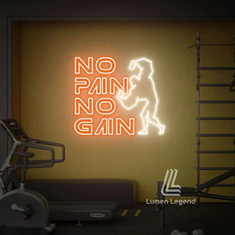 No Pain No Gain Neon Wall Sign, Weightlifting Led Wall Sign, Lifter Neon Wall Light, Dumbell Led Wall Light