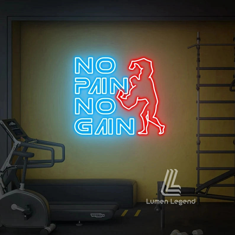 no pain no gain neon sign,custom gym light up sign,home gym led sign,home fitness sign,powerlifting neon sign,gym wall decor