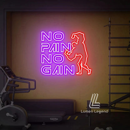 Neon Sign No Pain No Gain for Gym, Neon Light Dumbbells Decor, Fitness Motivation, Workout Room Wall Art, Dumbbells Neon Sign