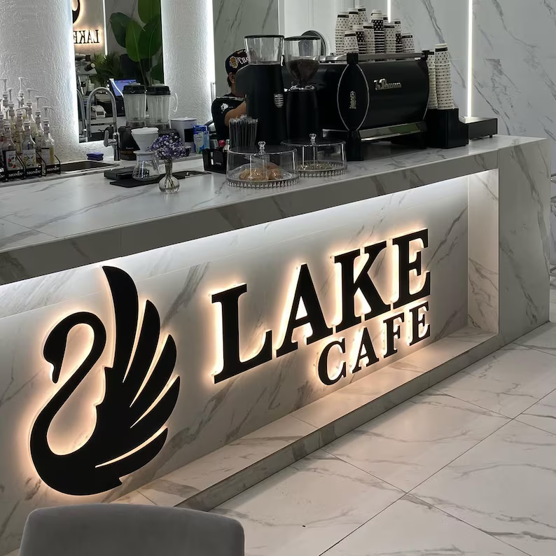Storefront 3D Metal Backlit Logo Sign Revere Lit Lobby Sign