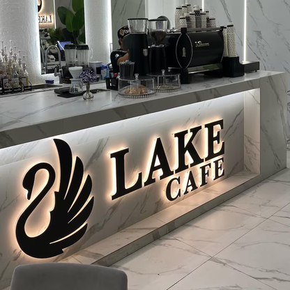Storefront 3D Metal Backlit Logo Sign Revere Lit Lobby Sign