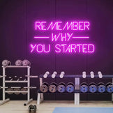 Remember Why you Stared Neon Sign, Motivational Gym Decor, Inspirational Gym Quote Sign, Fitness center Workout Room Sign, Office Gym Decor