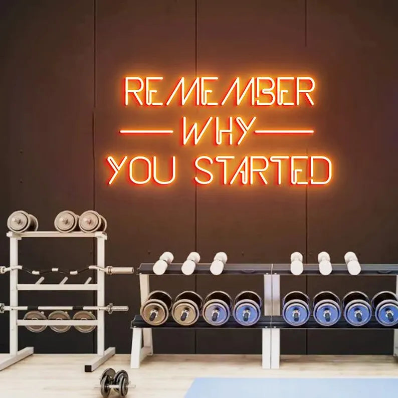 Remember Why You Started Neon Sign, Fitness Area Wall Decor, Workout Space Wall Art, Gym Lover Gifts, Home Gym Neon Light