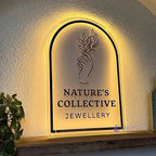 Business Logo Acrylic Backlit Signs with Gold Mirror Logo For jewellery, salon, spa decor