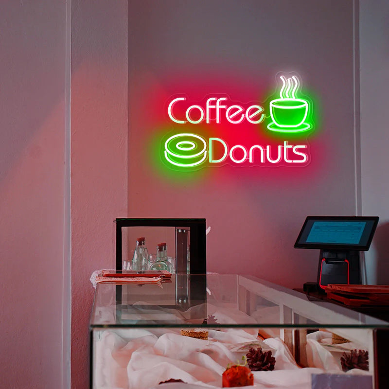 Custom Neon Sign--Personalized Shinny Neon Sign--Coffee and Donuts--Retail Shop Neon Sign--Snack Shop